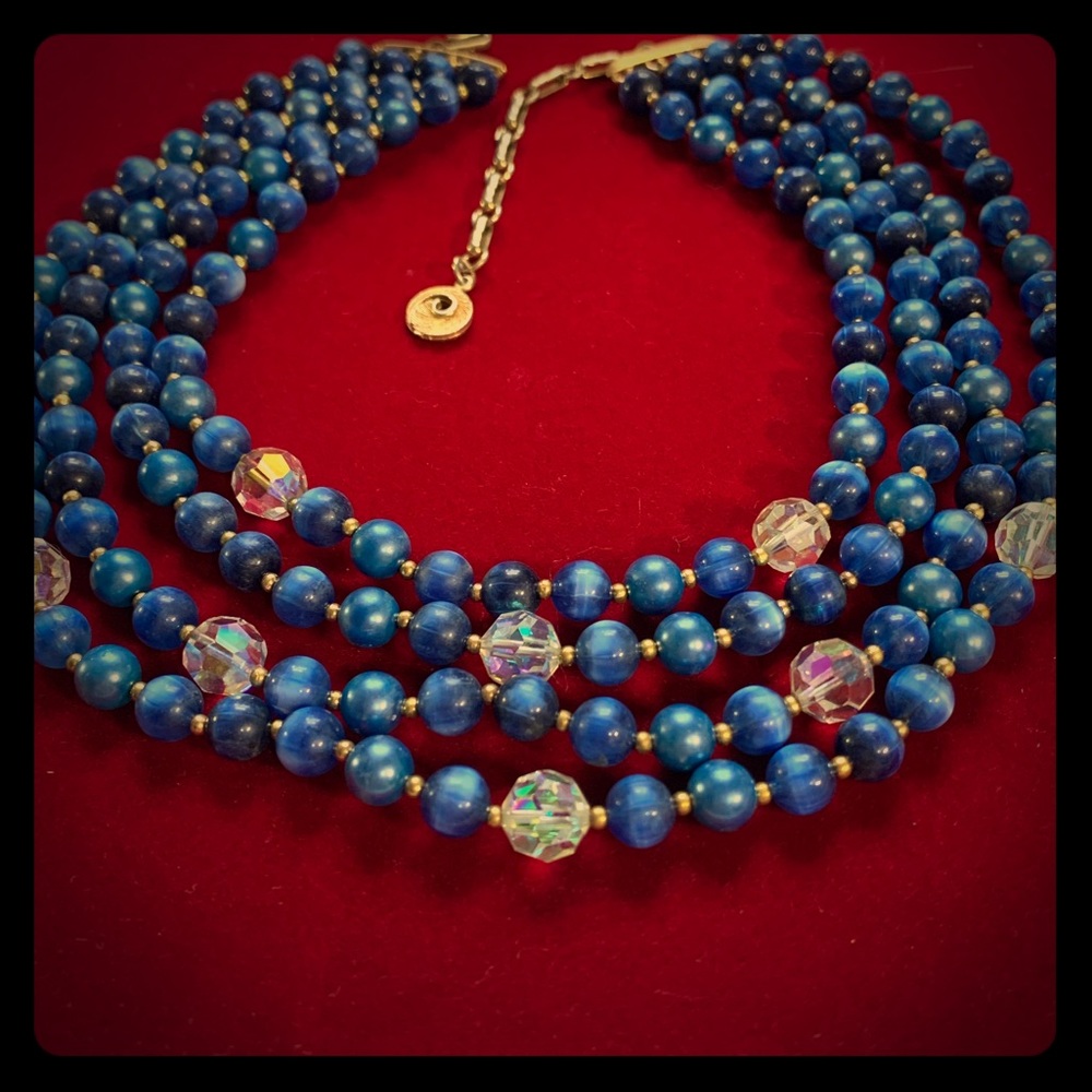 Vintage Lisner moonstone 4 strand necklace